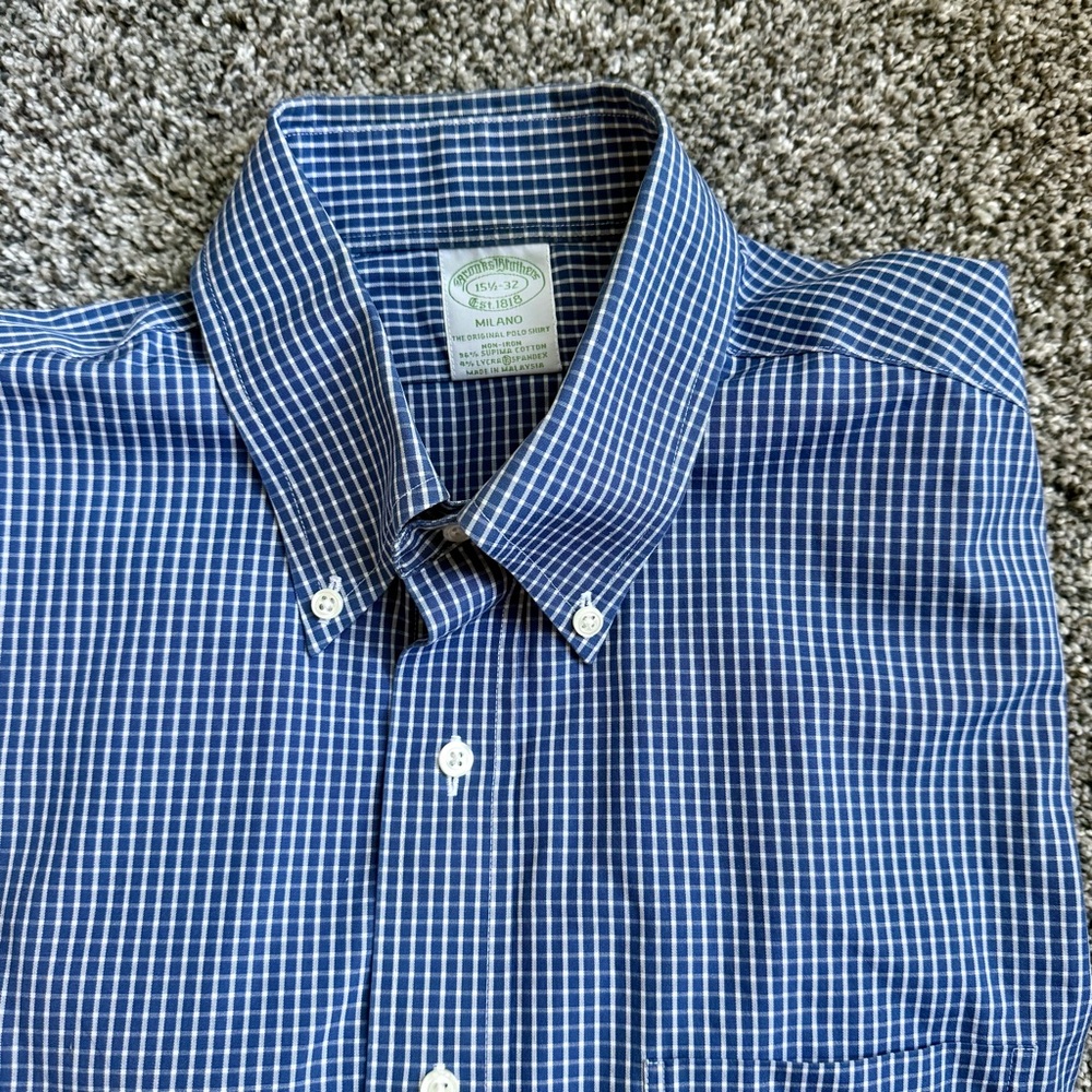 Brooks Brothers Blue Checkered Men's Shirt